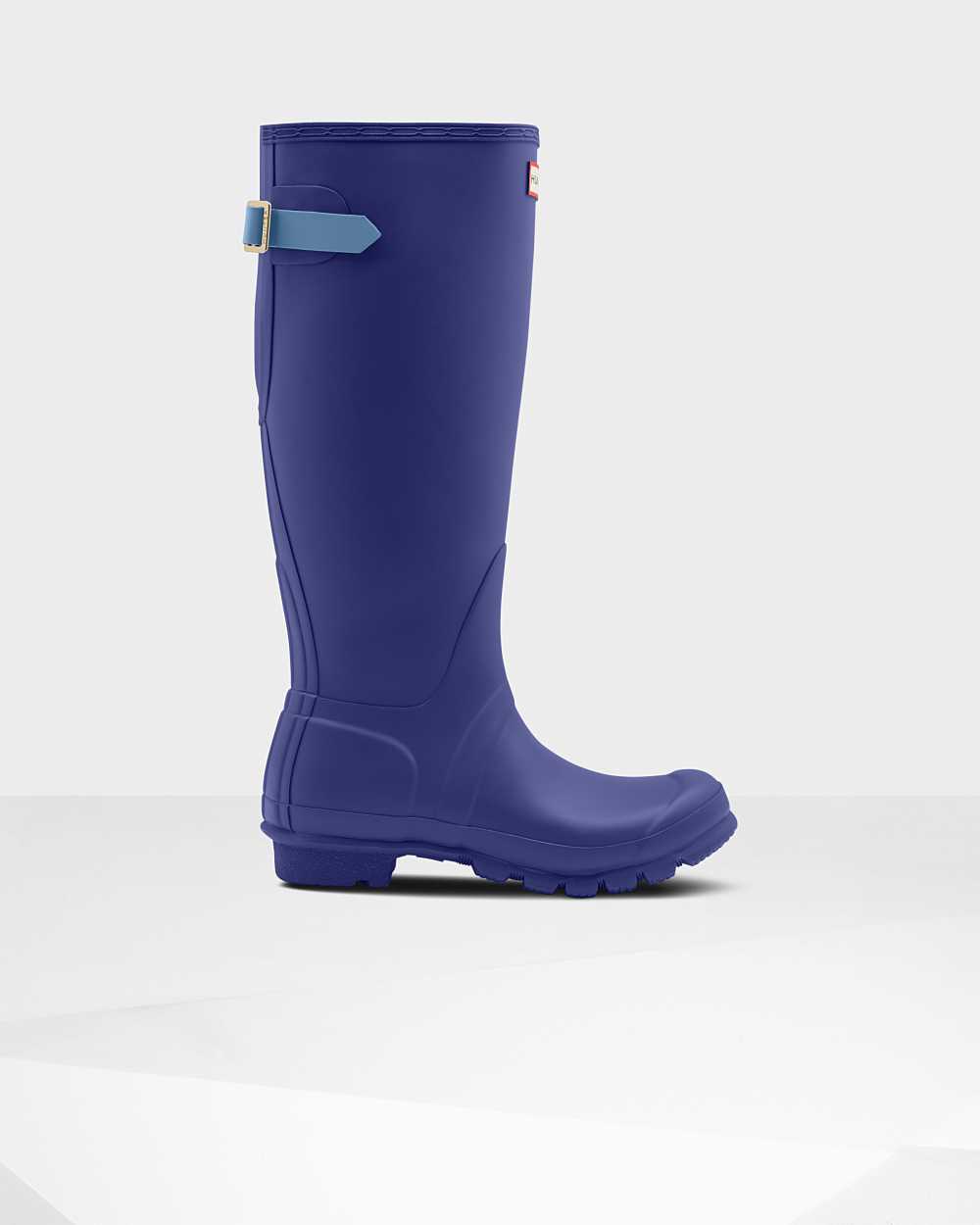 Womens Hunter Original Tall Back Adjustable Rain Boots Blue | KTUAIB-839